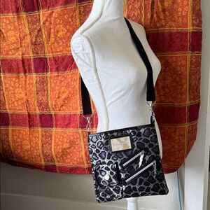 GUC Betseyville Betsey Johnson Black and Purple Leopard Crossbody Bag
